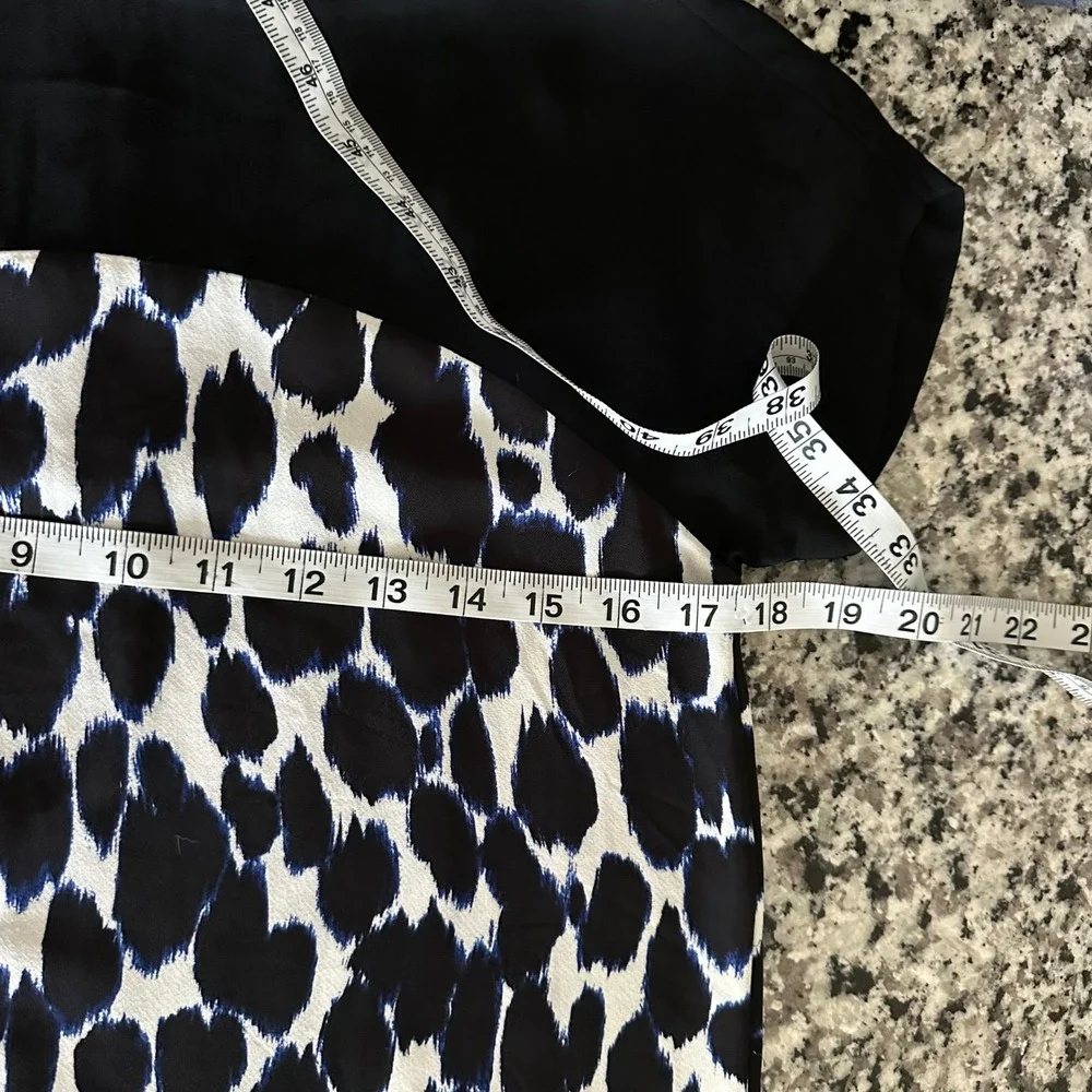 Kate Spade‎ Crepe Animal Print Cap Sleeve Blouse Top Black Blue Size 0 Work